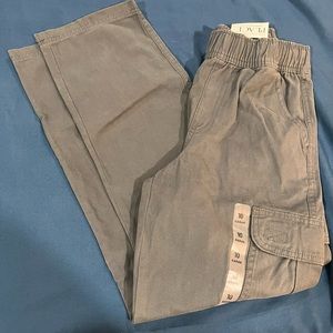 NWT size 10 boys grey carpenter pull on pants elastic waist charcoal
